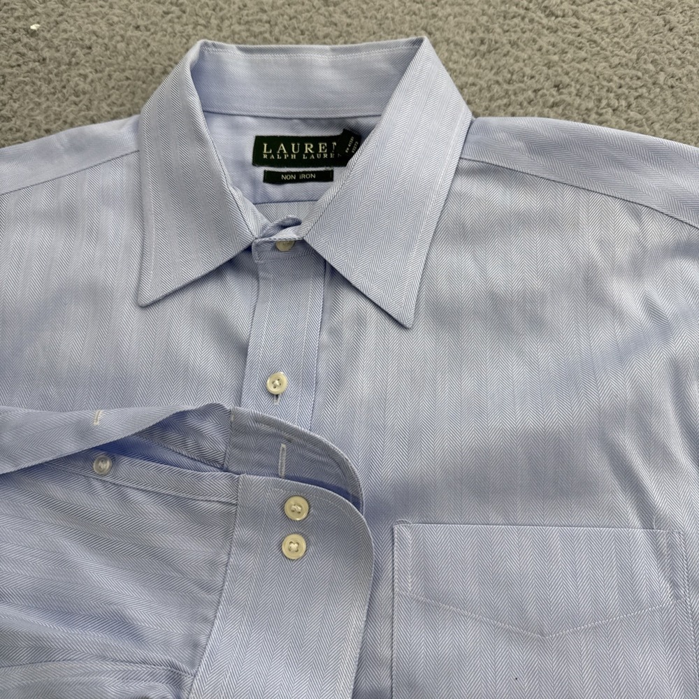 LRL Lauren Ralph Lauren Dress Shirt 17 32/33 Regular Fit Non Iron Herringbone
